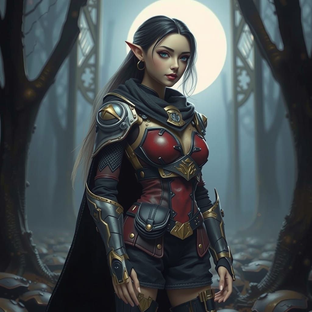 Moon-Elf Warrior in Hyperrealistic Detail