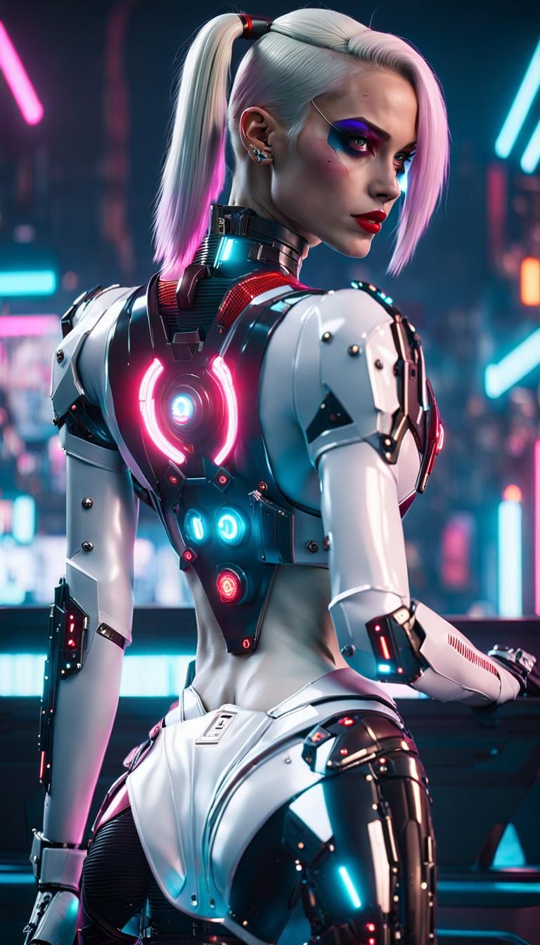 Cyborg Harley Quinn in Cyberpunk 2099 Style