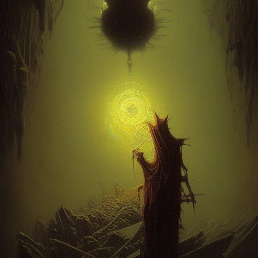 Haunted Polywhirl Pokemon in Ethereal Horror Style