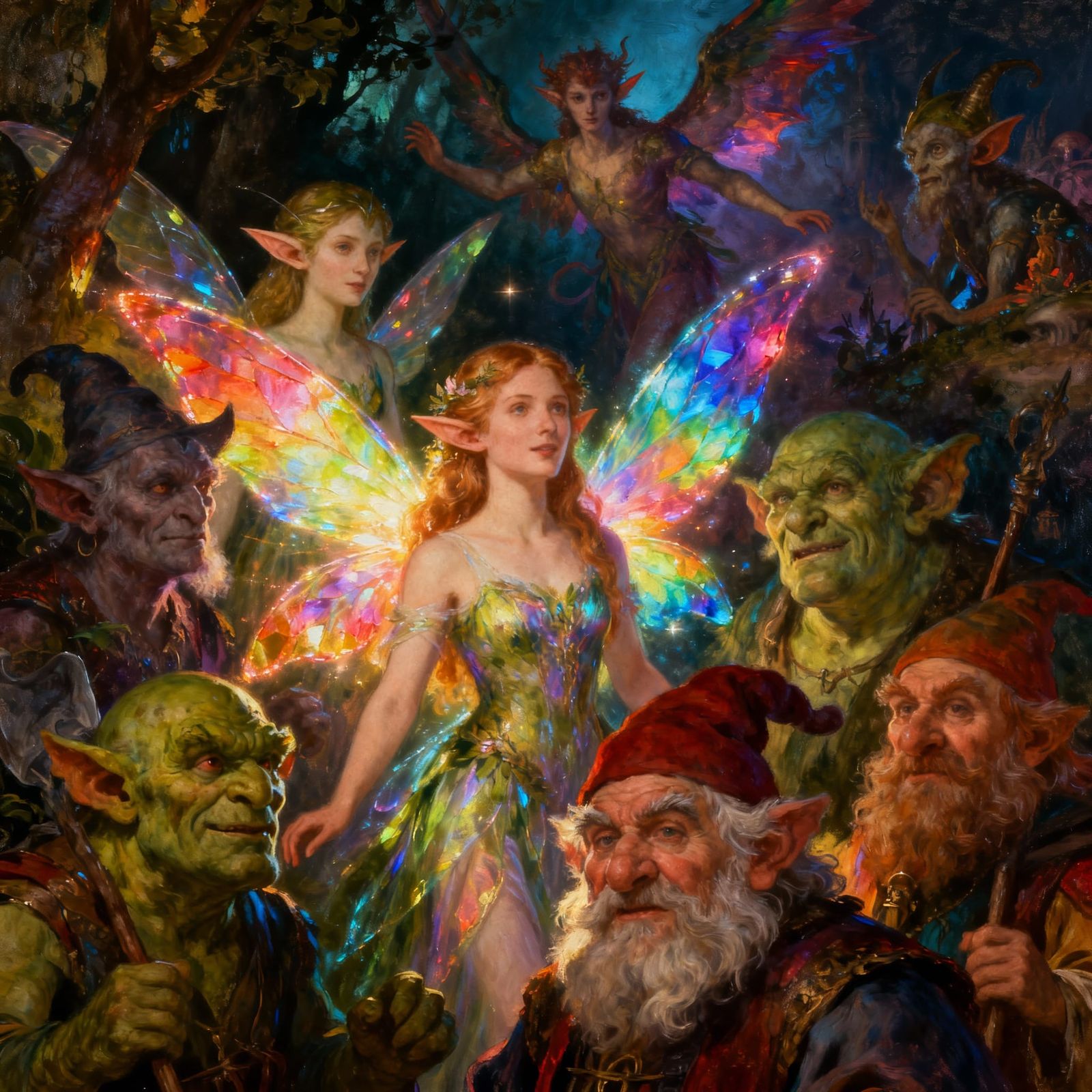 Fantasy Creatures Collage: Elves, Fairies, Trolls