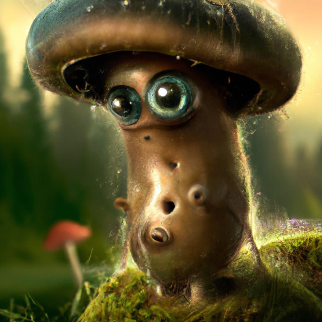 Morbid Mushroom Creature with Big Eyes