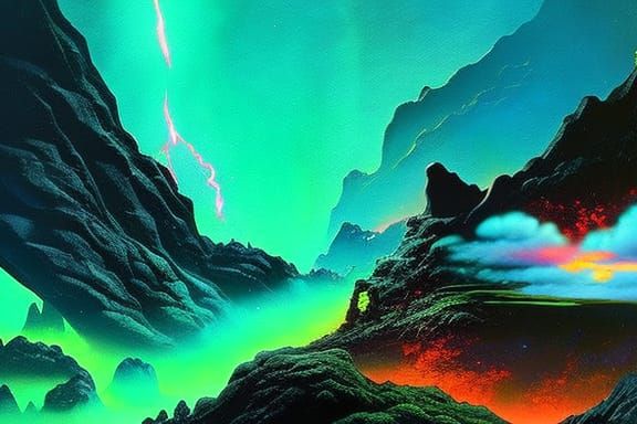 Cosmic Forest at Night in a Surreal Style