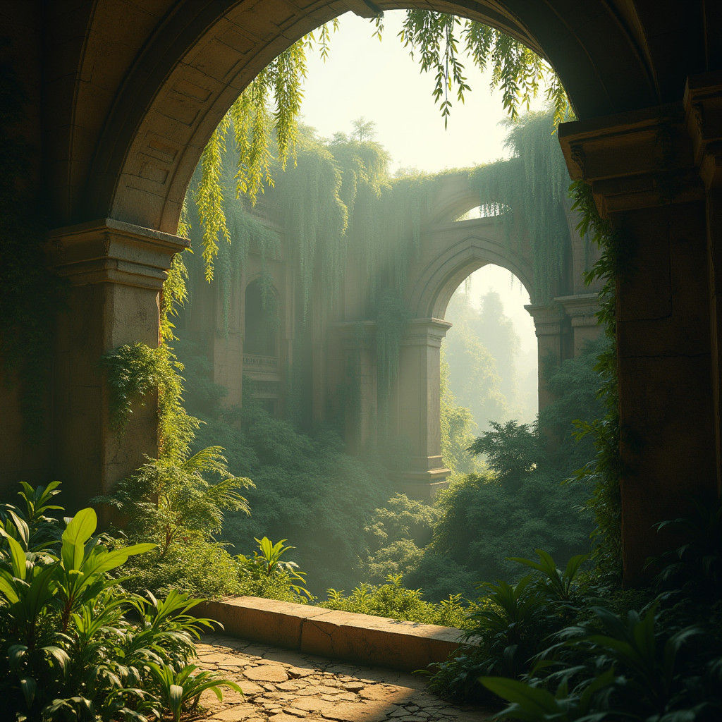 Epic Babylonian Gardens in Cinematic Film Still Style