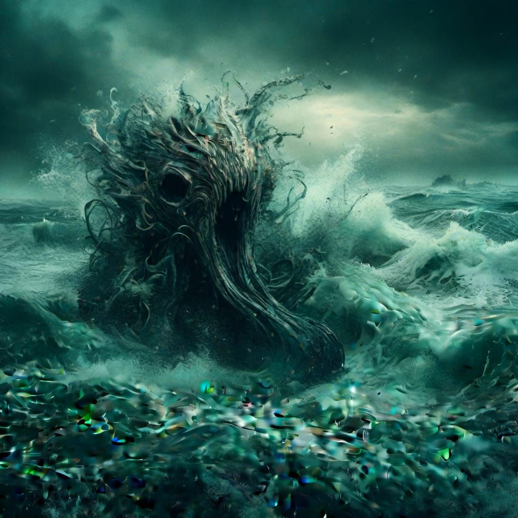 Terrifying Sea Creature Emerges from Tumultuous Sea