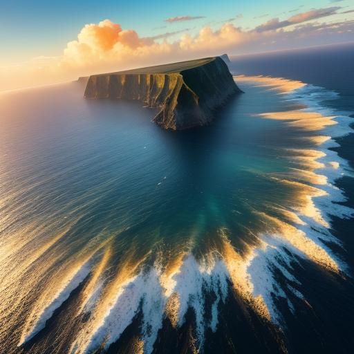 Drifting Continental Plate in Golden Light