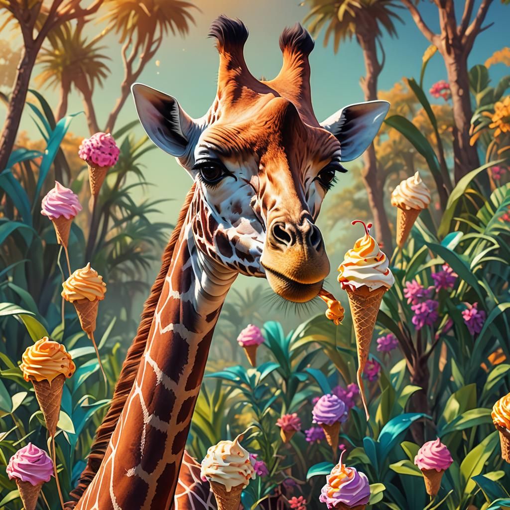 Giraffe's Colorful Savannah Ice Cream Treat