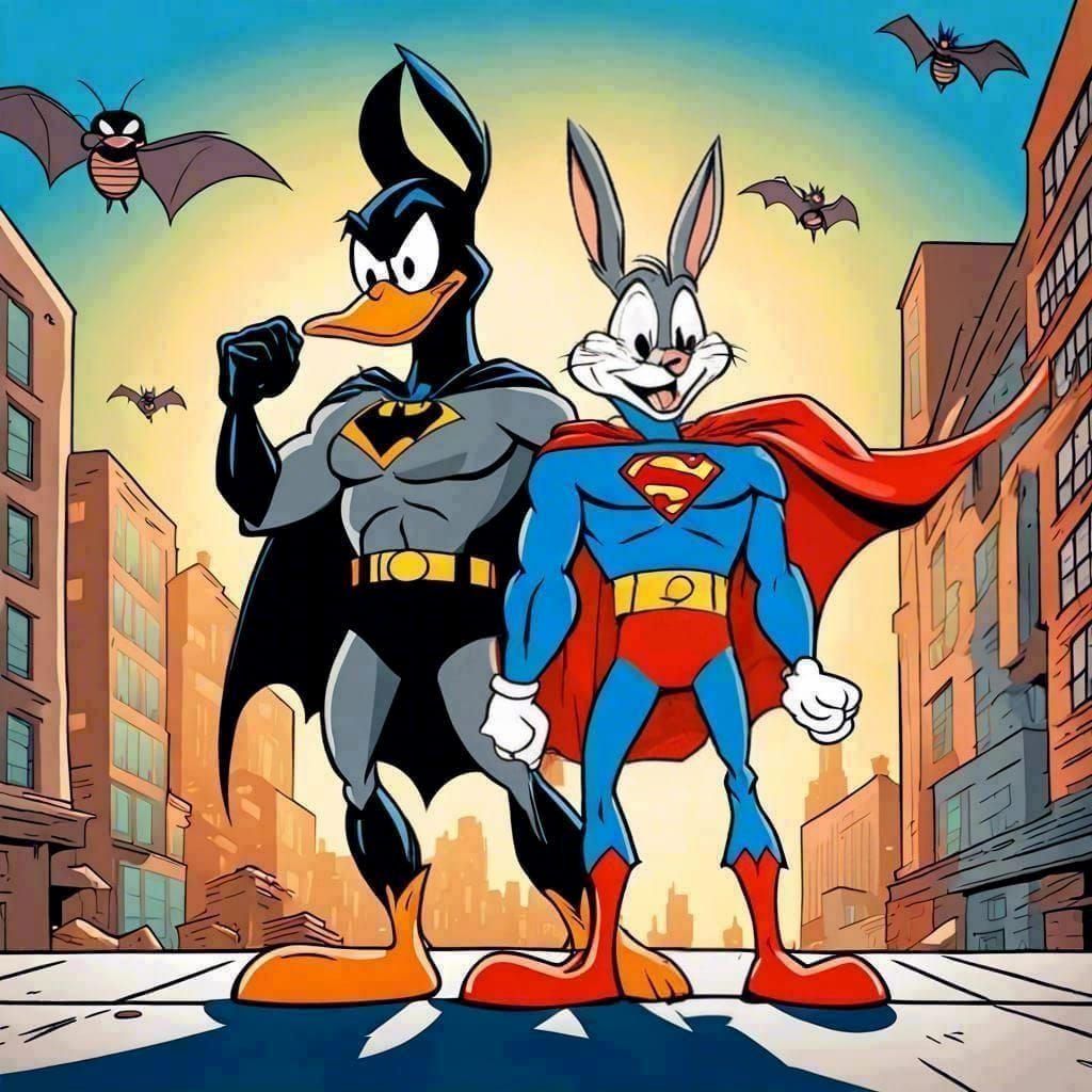 Bugs Bunny and Daffy Duck as Superheroes