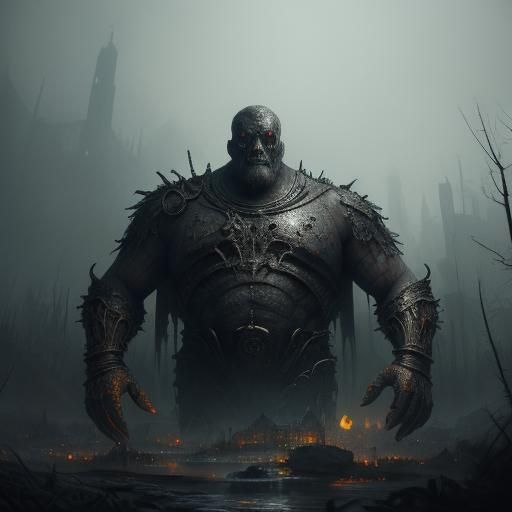 Bloated Treasure Hoarder in Dark Fantasy Art