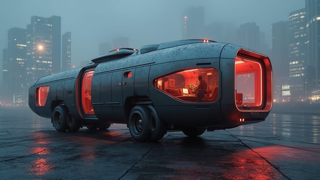 Futuristic Mobile Home in Industrial Style