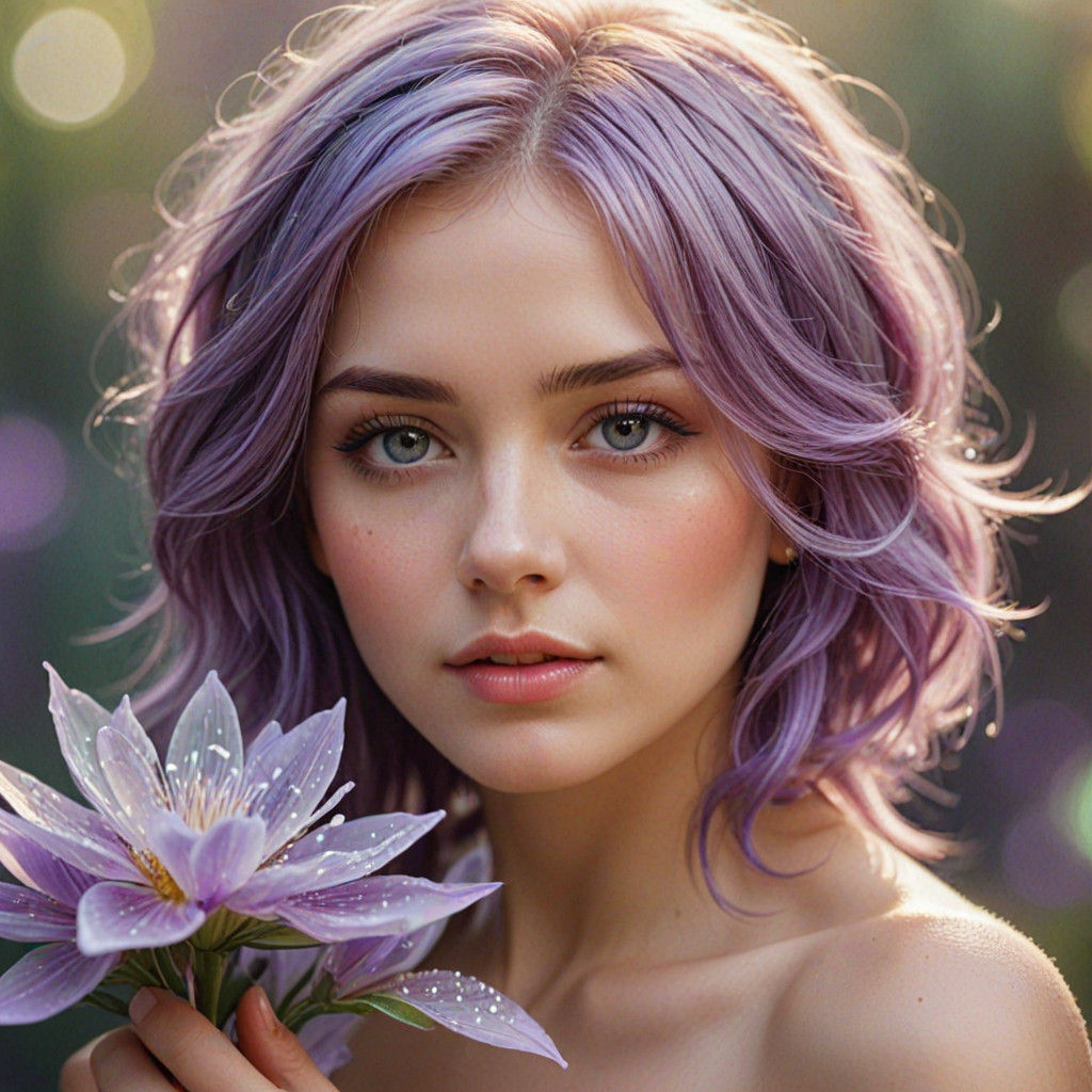 Ethereal Crystal Flower Maiden in Pastel Hues