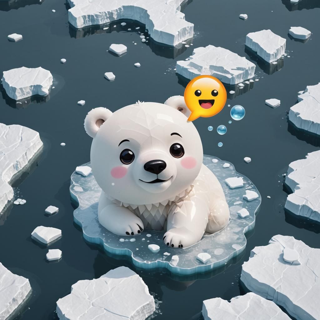 Cute Polar Bear with Freezing Emoji