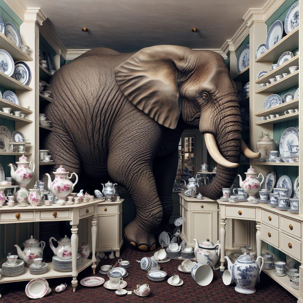 Elephant in a China Shop: A Comical Predicament