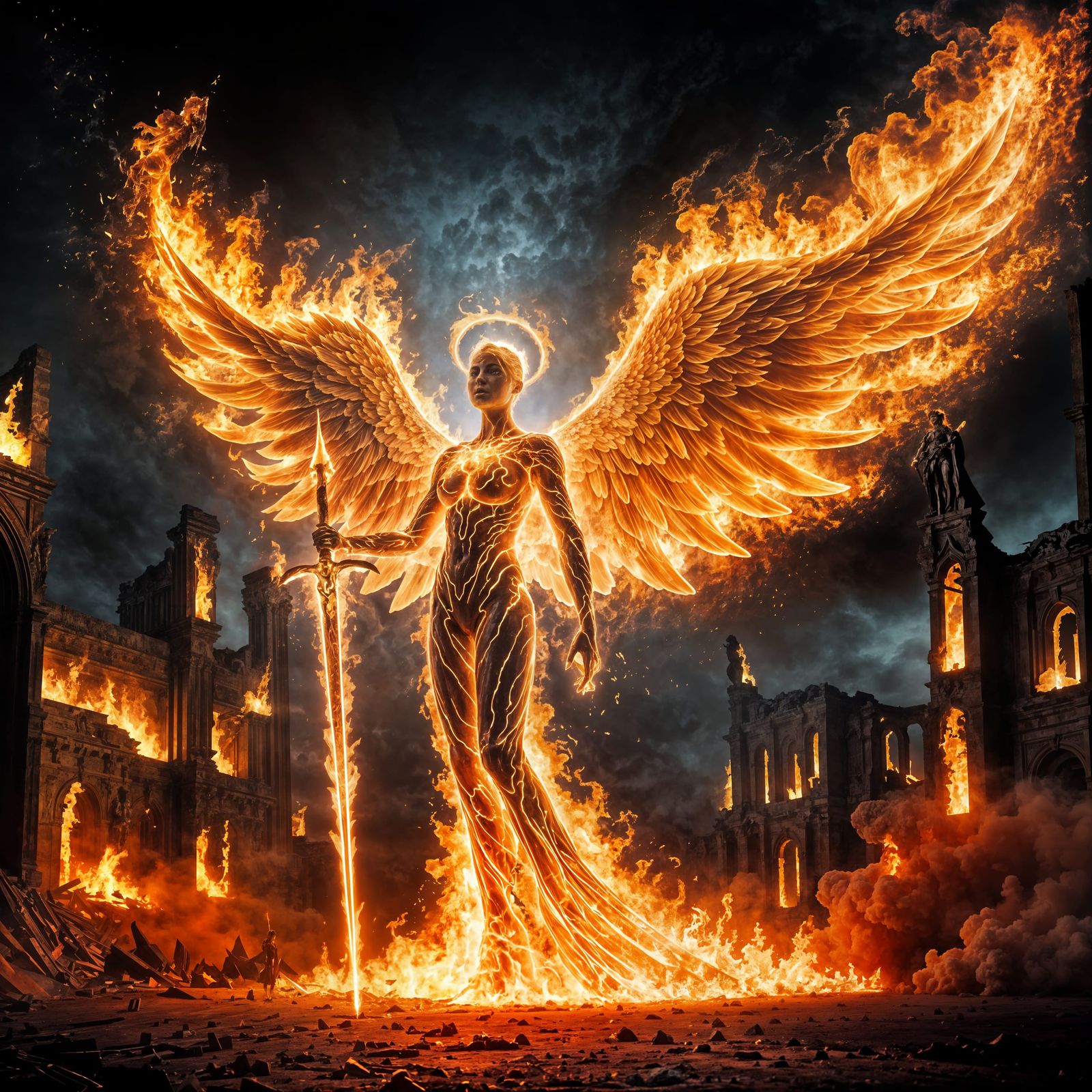Glowing Flame Angel of Divine Vengeance