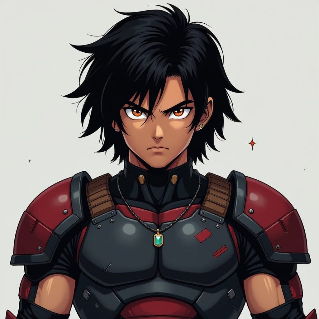 Intense Saiyan Warrior in Dystopian Sci-Fi Style