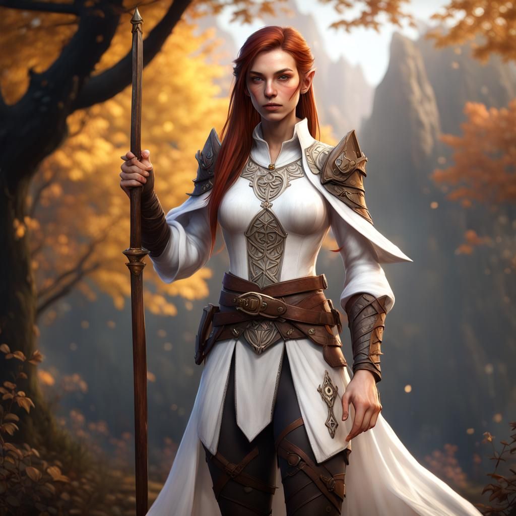 Fantasy Elf Cleric Full Body Portrait in 8K