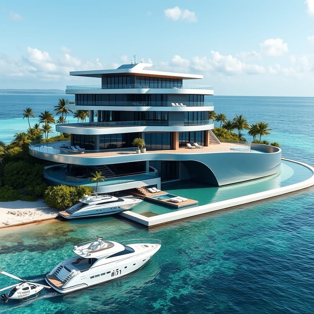 Luxurious Modern Island Estate in Polished Stainless Steel