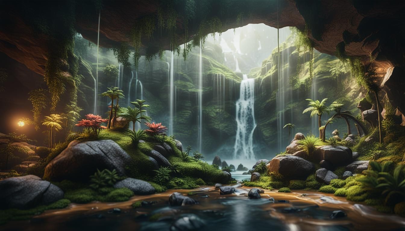 Glass Terrarium with Fantasy Landscape in Unreal Engine