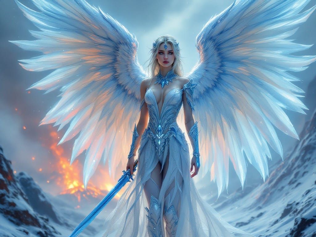 Ethereal Frost Angel of Winter's Despair