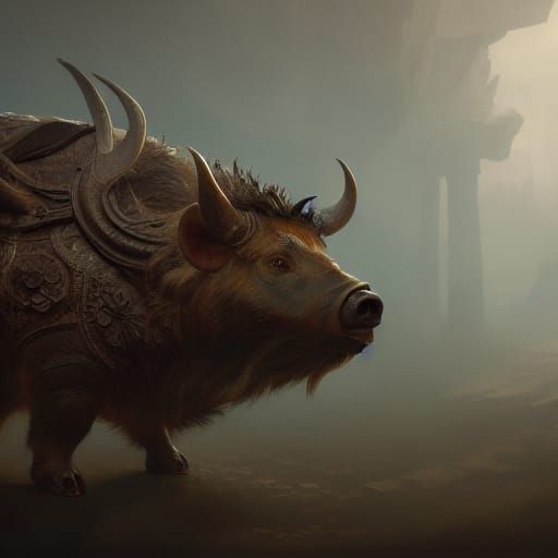 Erymanthian Boar in Dark Fantasy Style