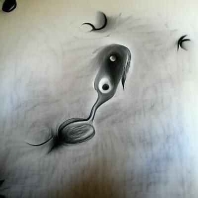 Disturbing Sperm Monster Charcoal Drawing