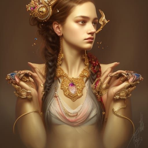 Exotic Princess Portrait in Hyperdetailed Lighting