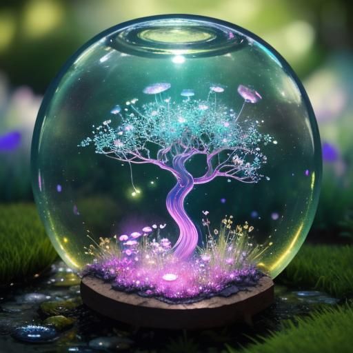 Enchanting Fairy Garden Encased in Water Bubble