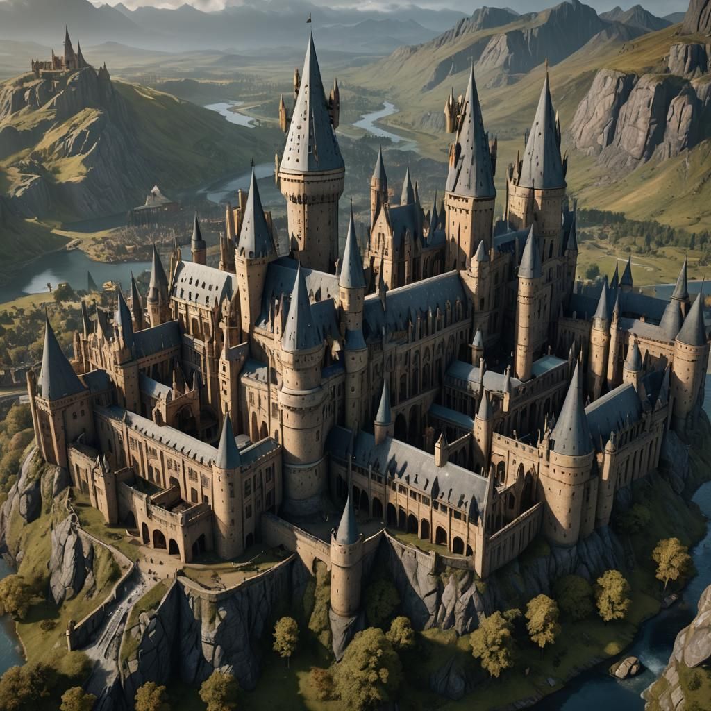 Detailed Matte Painting of Hogwarts