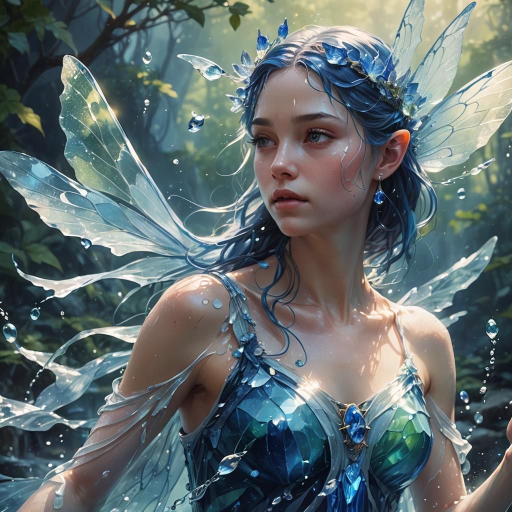 Ethereal Water Fairy in Sapphire Wilderness