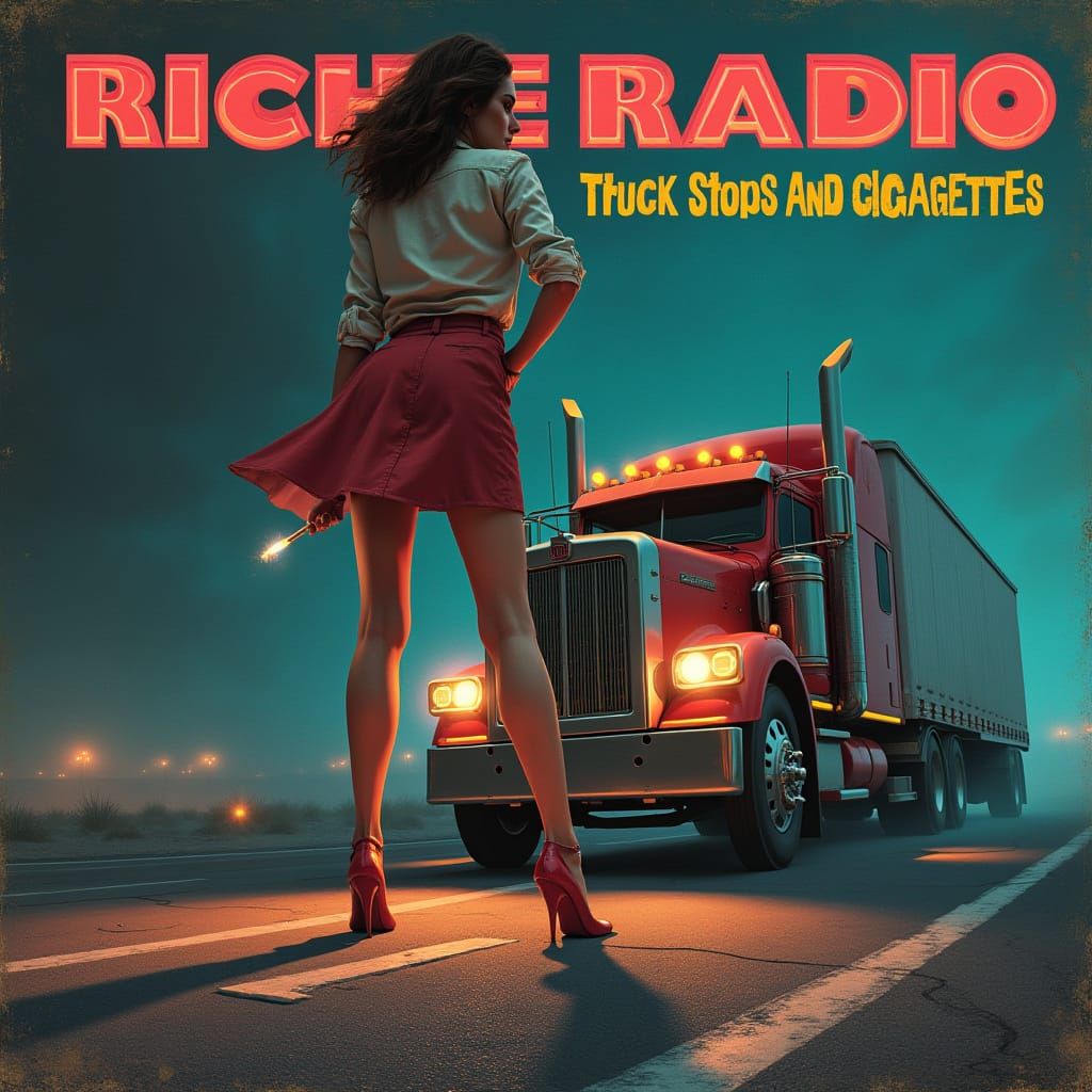 Giant Woman Album Cover with Retro Futurism Style