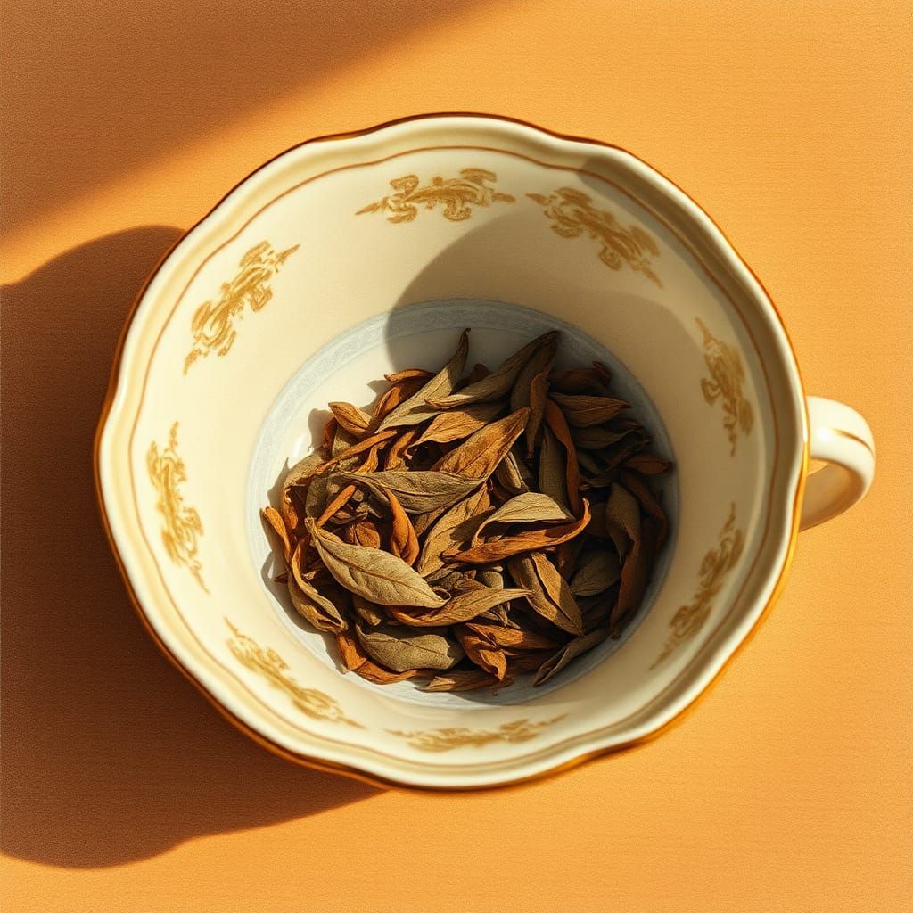 Autumnal Tea Leaves in Antique Teacup