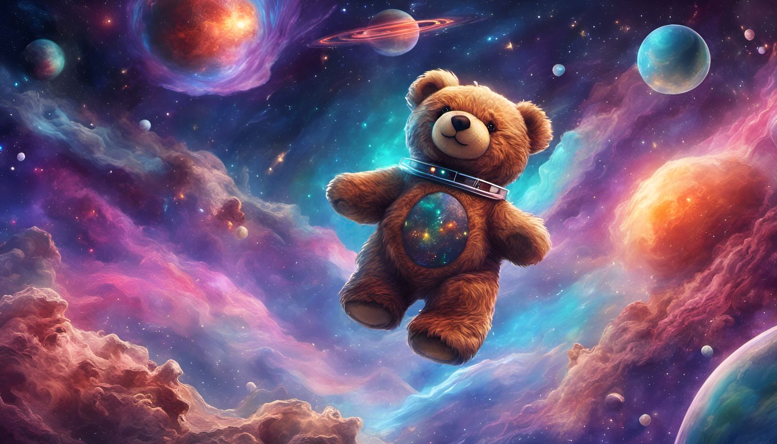 Teddy Bear Spaceship in a Fantastic Galaxy