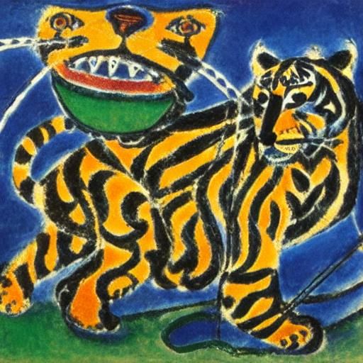 String Tiger in Style of Blake and Chagall