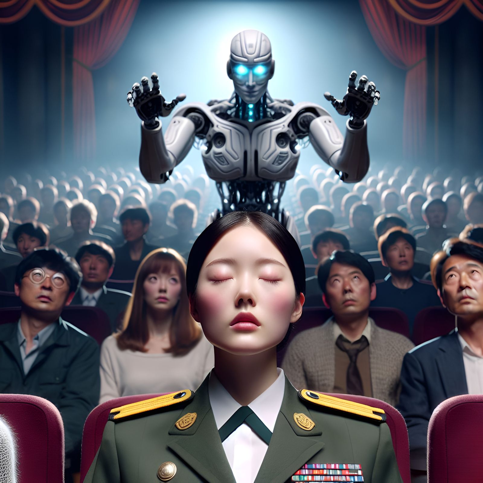 Robot Hypnotist Captivates Audience in Theater