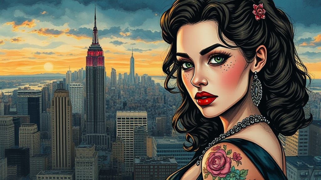 Elegant Crossdresser Amidst Vintage Cityscape