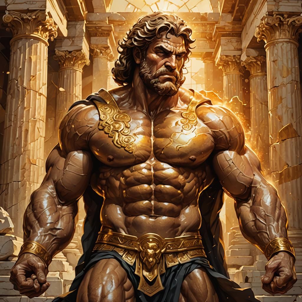 Golden Hercules Portrait in Greek Temple