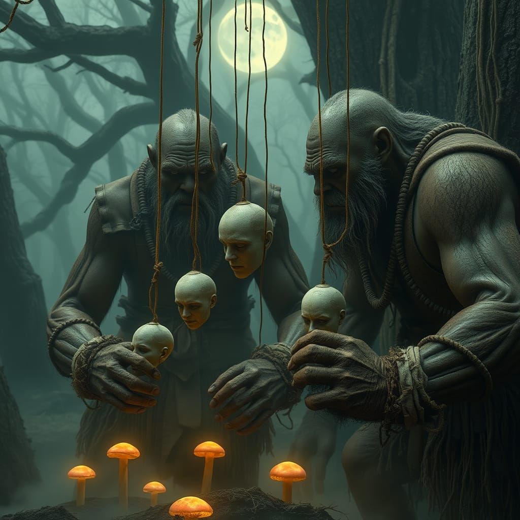 Giants Play Conkers with Human Heads in Forest