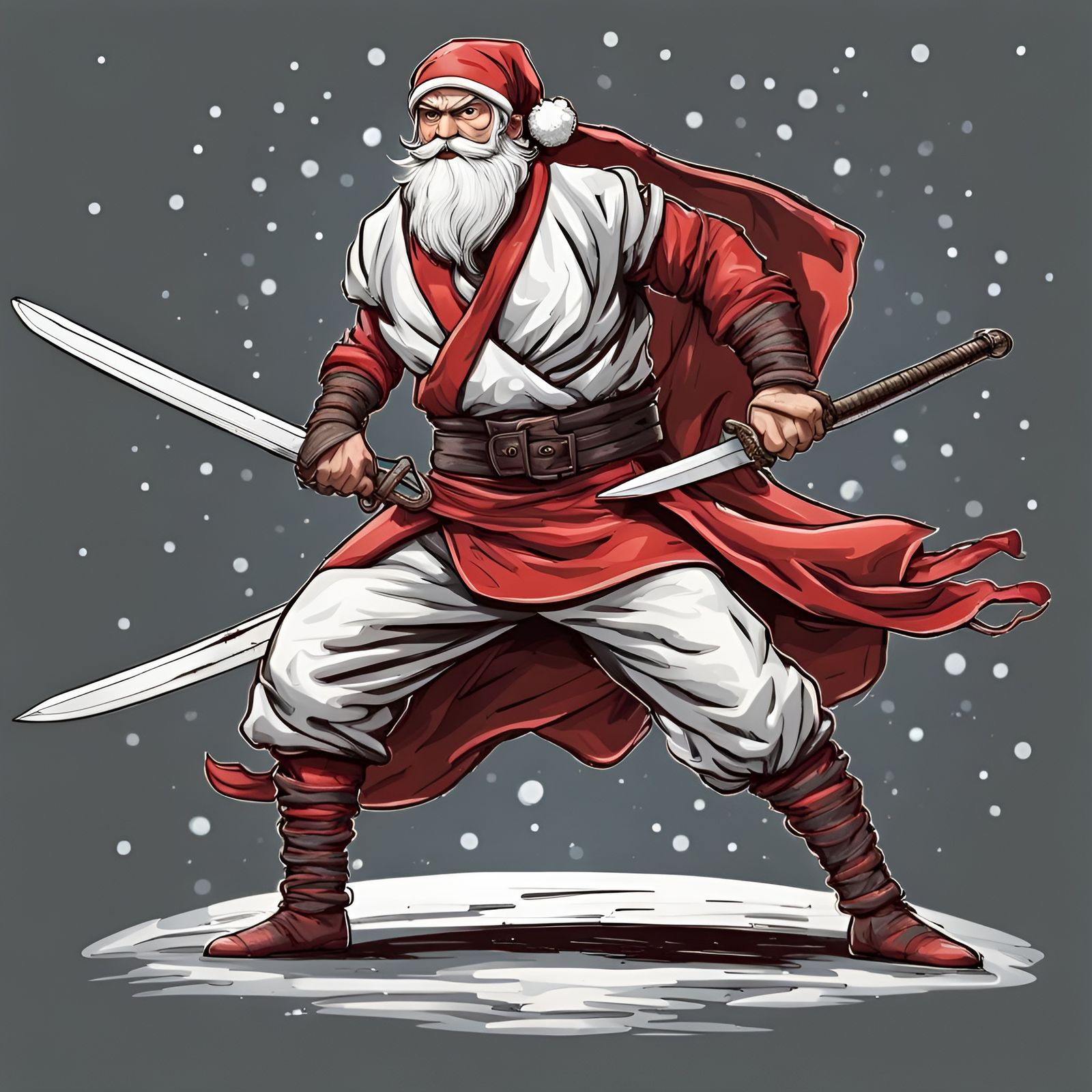 Santa Claus Ninja Warrior with Sword