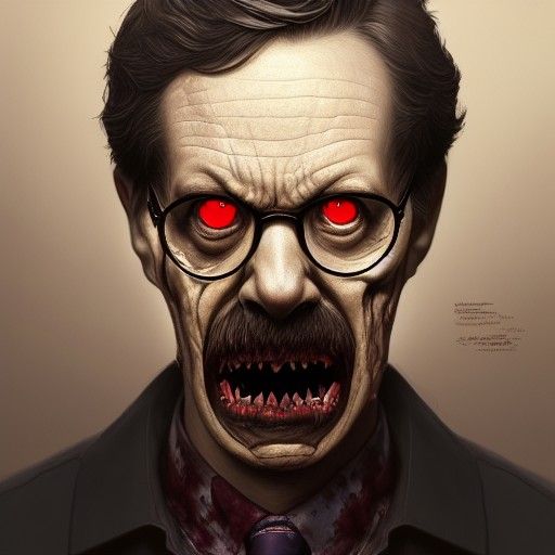Sinister Zombie Ned Flanders: Hyper-Realistic Digital Art