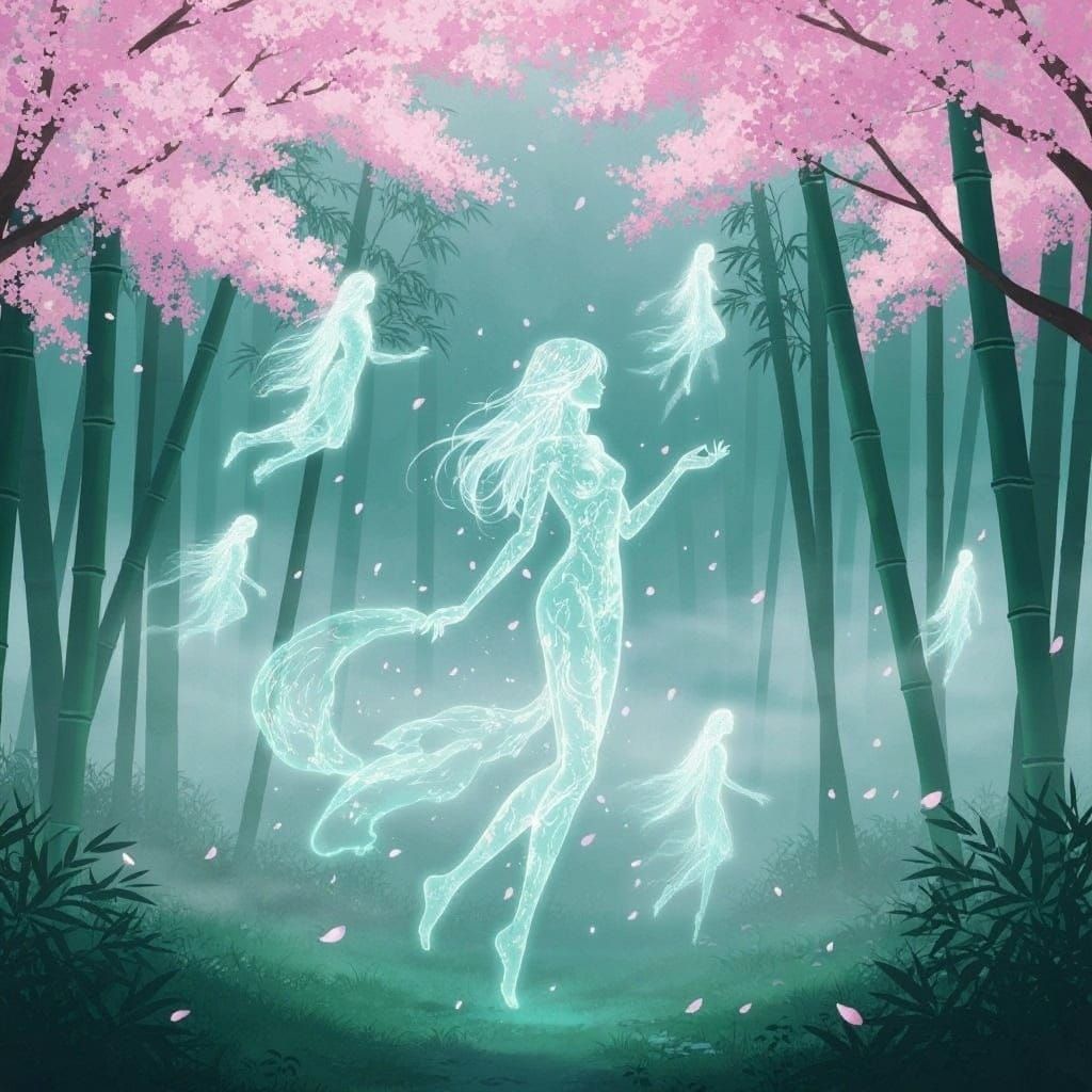 Haunting Specters Emerge in Ethereal Ghostly Scene