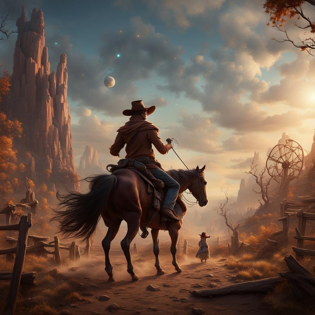 Cowboy Wizard Square Dance: Detailed Matte Painting