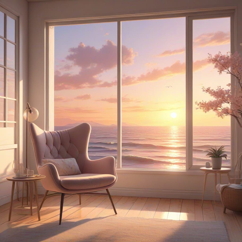 Whimsical Seaside Serenity in Soft Pastel Hues