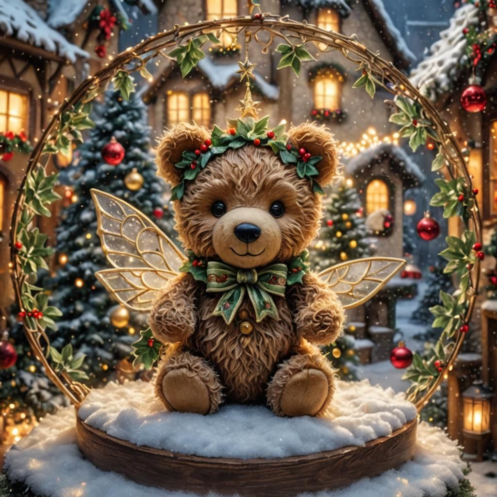 Magical Teddy Bear Christmas Wonderland in Fairytale Style