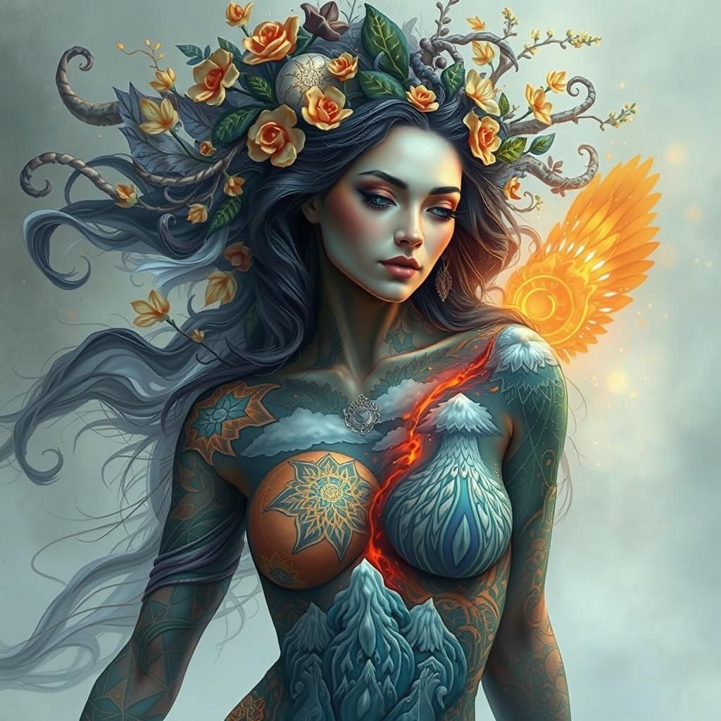 Elemental Goddess in Fresco Style