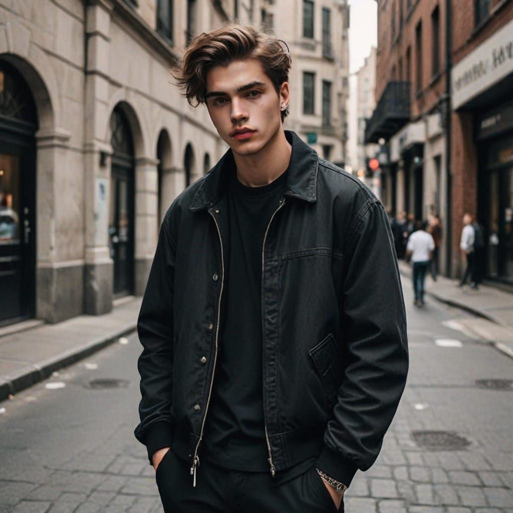 Handsome Young Man in Trendy Outfit