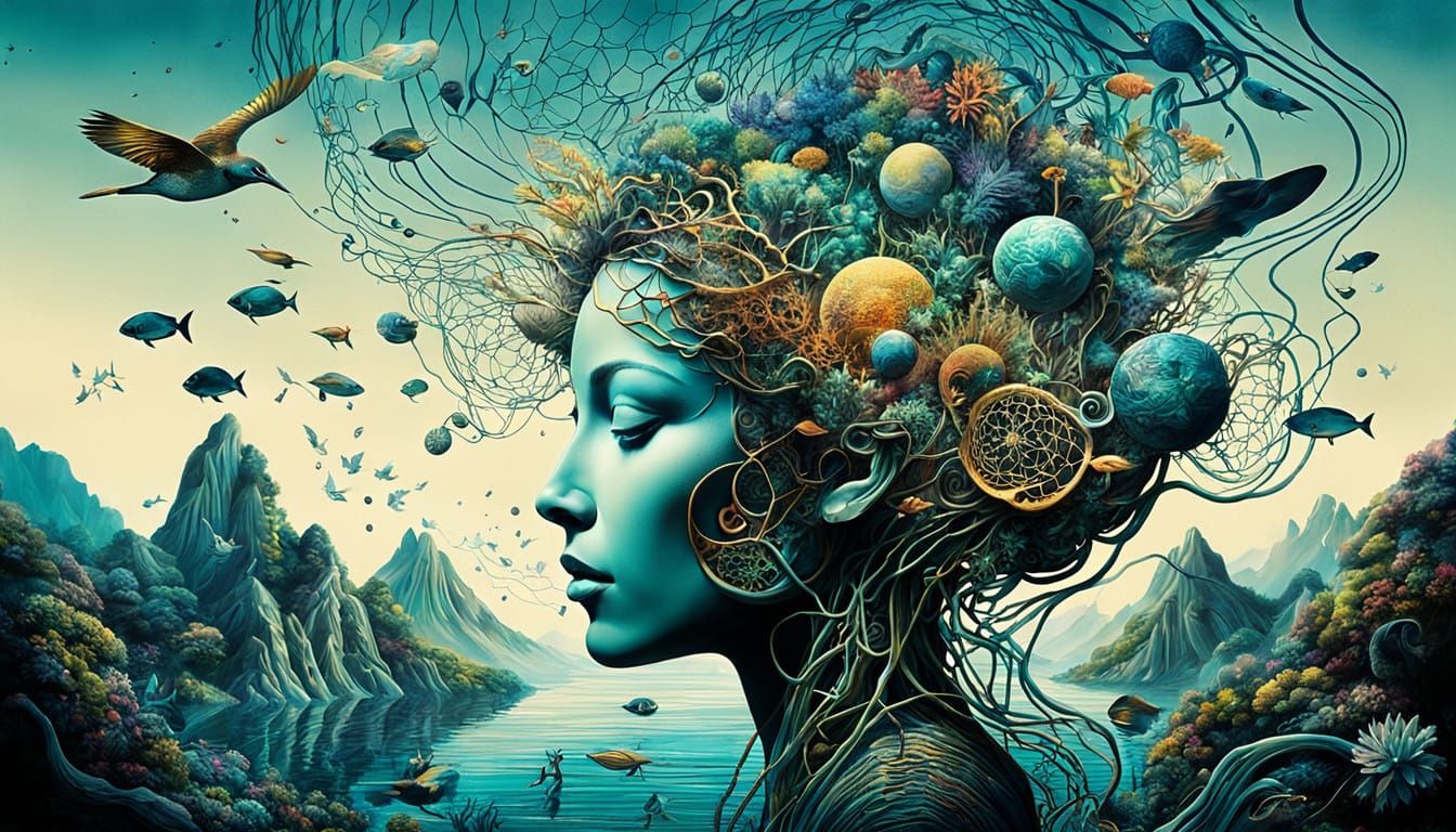 Surreal Bio Art Collage of Sound and Creation