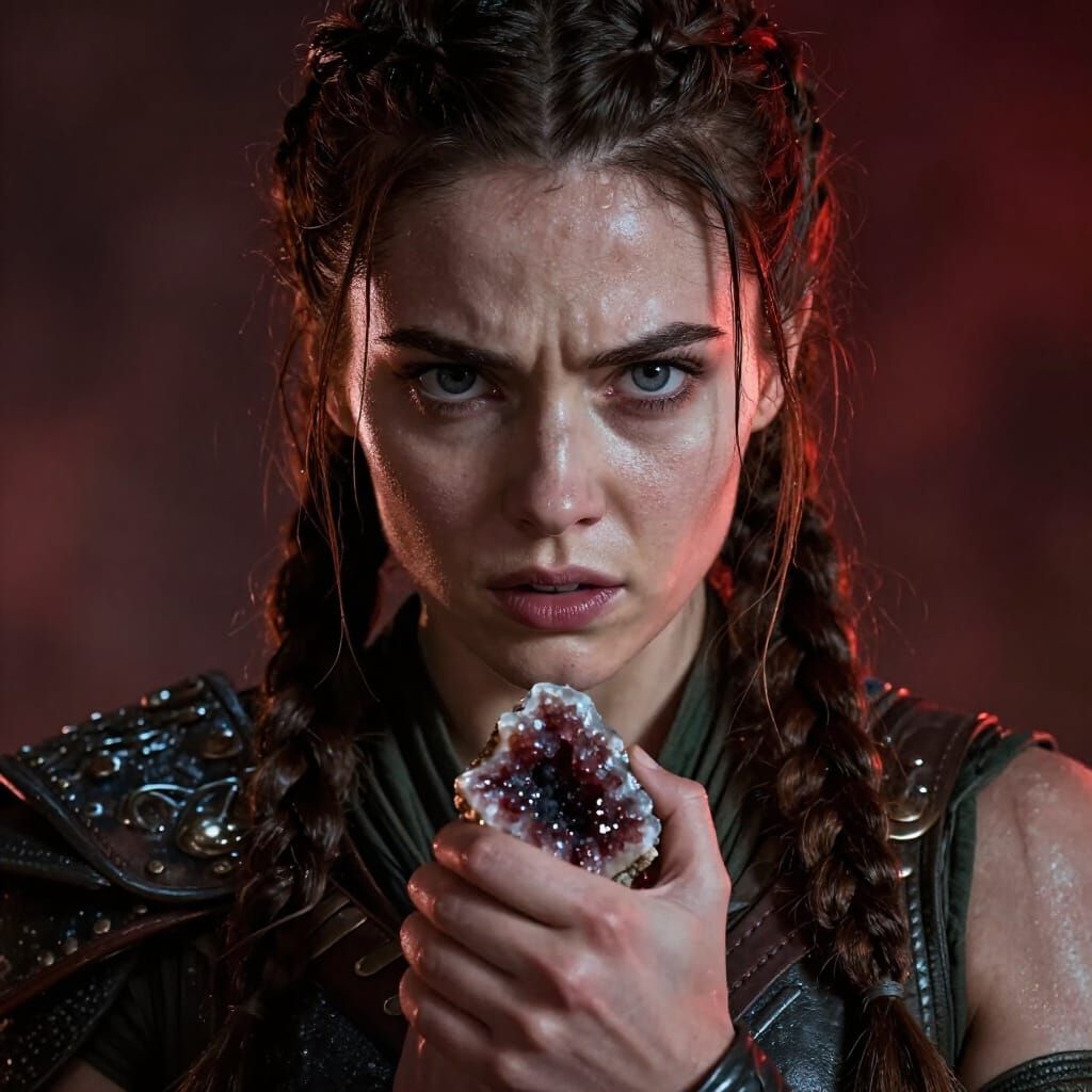 Elara's Grim Determination: Warrior's Close-Up