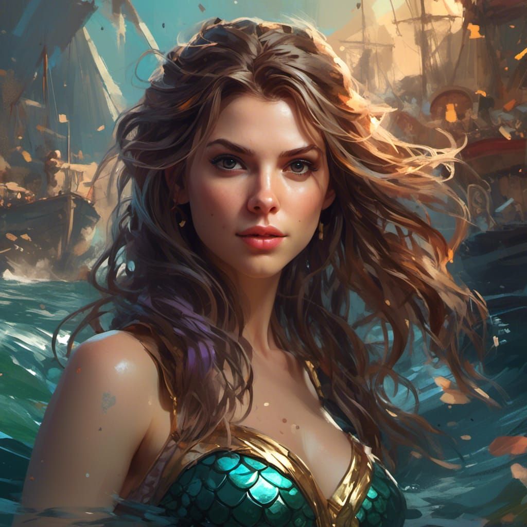 Anna Kendrick as Mermaid, Digital Art Portrait