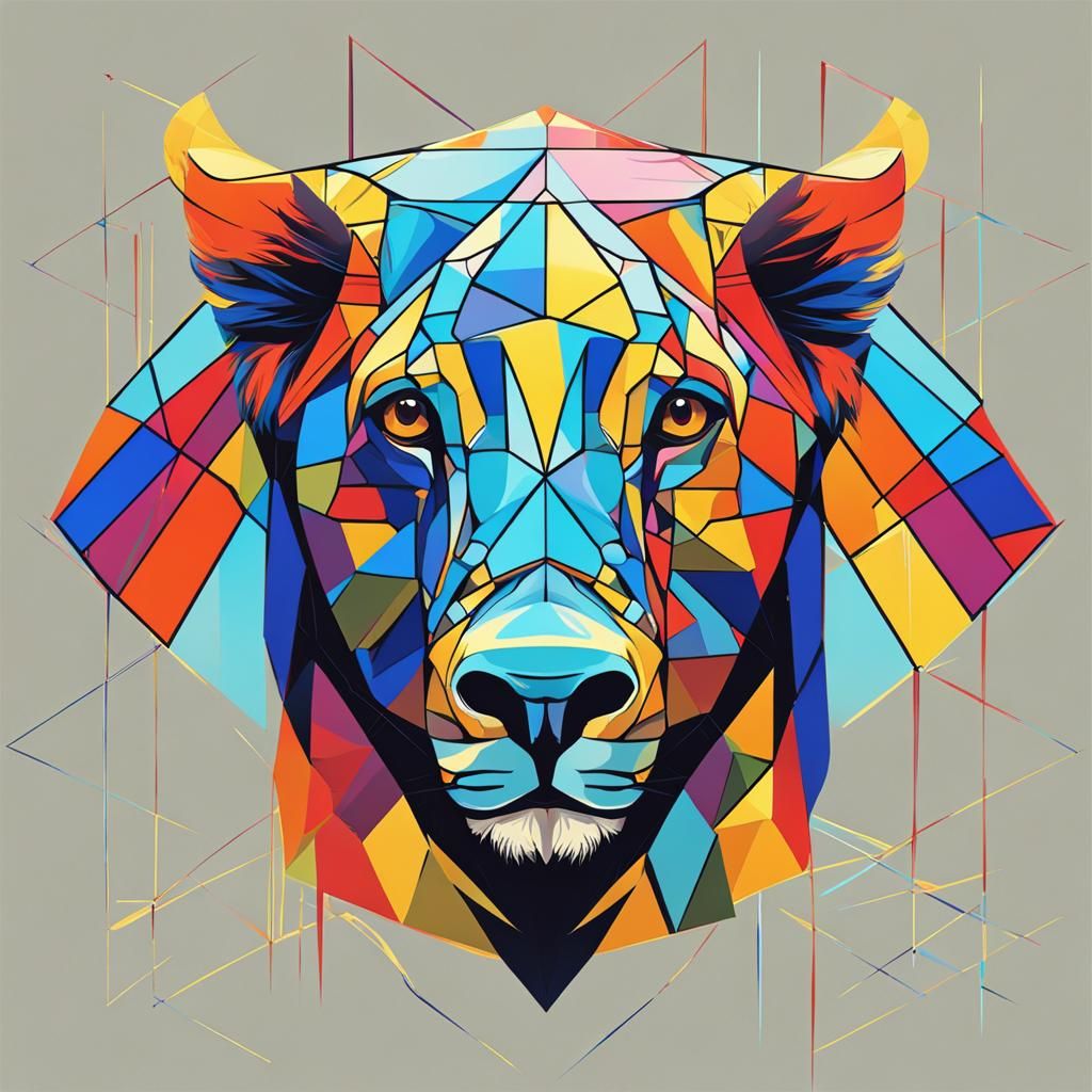 Geometric Glass Animal in Pop Art Style