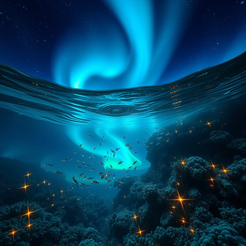 Northern Lights Dance Beneath the Ocean's Surface in a Golde...