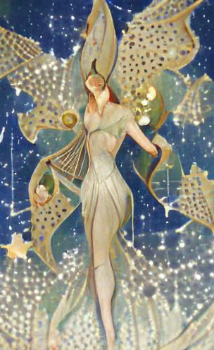 Star Tarot Card Fairy in Art Nouveau Style